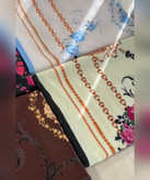 روسری نخی طرحدار قواره ۱۴۰ طرح زنجیر و گل