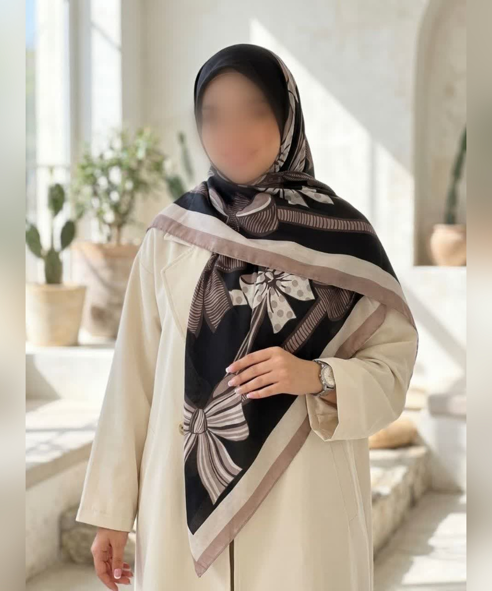 روسری نخی طرح هندسی قواره ۱۴۰