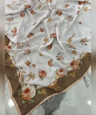 روسری حریر ابریشم گلدار قواره ۱۲۰