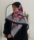 روسری حریر ابریشم گلدار حاشیهدار قواره ۱۲۰