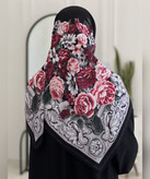 روسری حریر ابریشم گلدار حاشیهدار قواره ۱۲۰