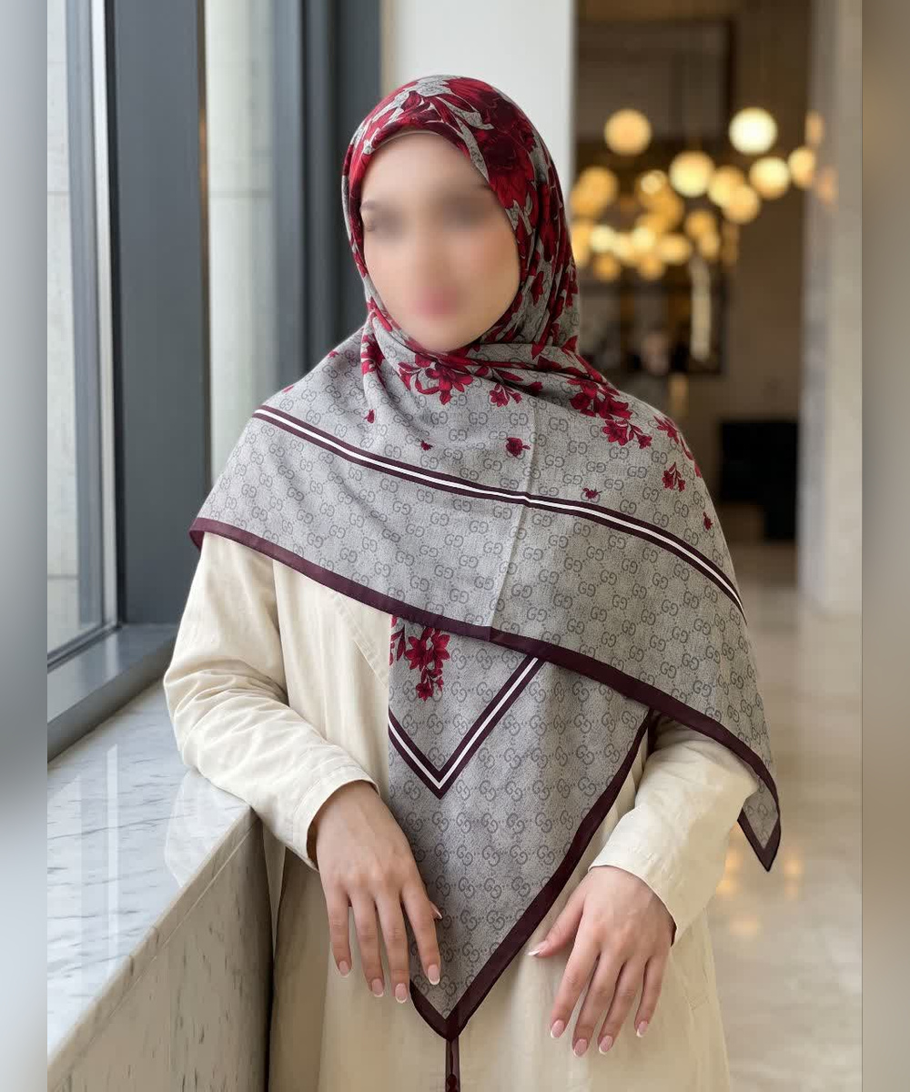 روسری سوپرنخ طرح حاشیهدار قواره ۱۴۰