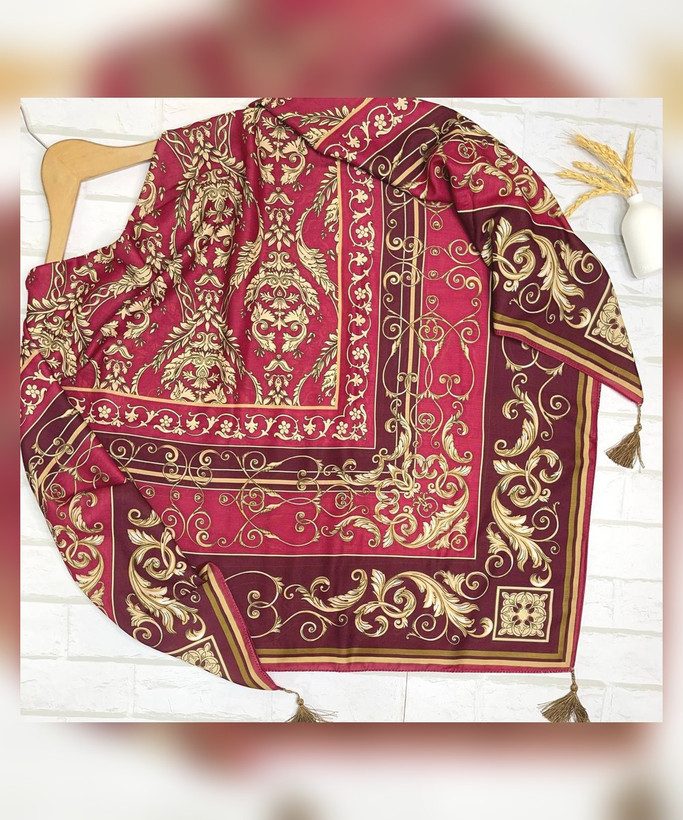 روسری نخ اسپان طرح الیزابت قواره ۱۳۰