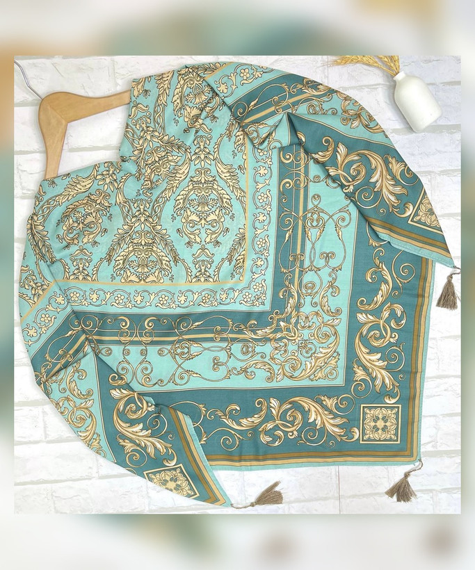 روسری نخ اسپان طرح الیزابت قواره ۱۳۰