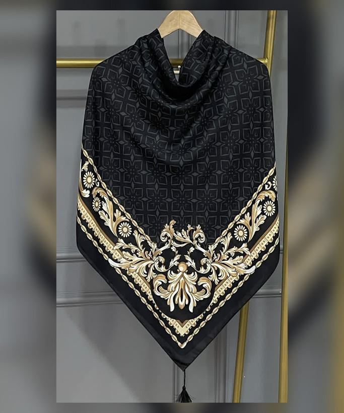 روسری نخ اسپان طرح روشا قواره ۱۳۰