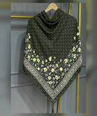 روسری نخ اسپان طرح گل دی اند جی قواره ۱۳۰
