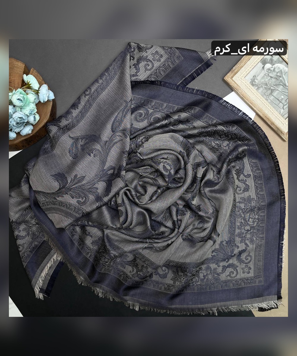 روسری نخ ابریشم ژاکارد طرح اسلیمی قواره 140