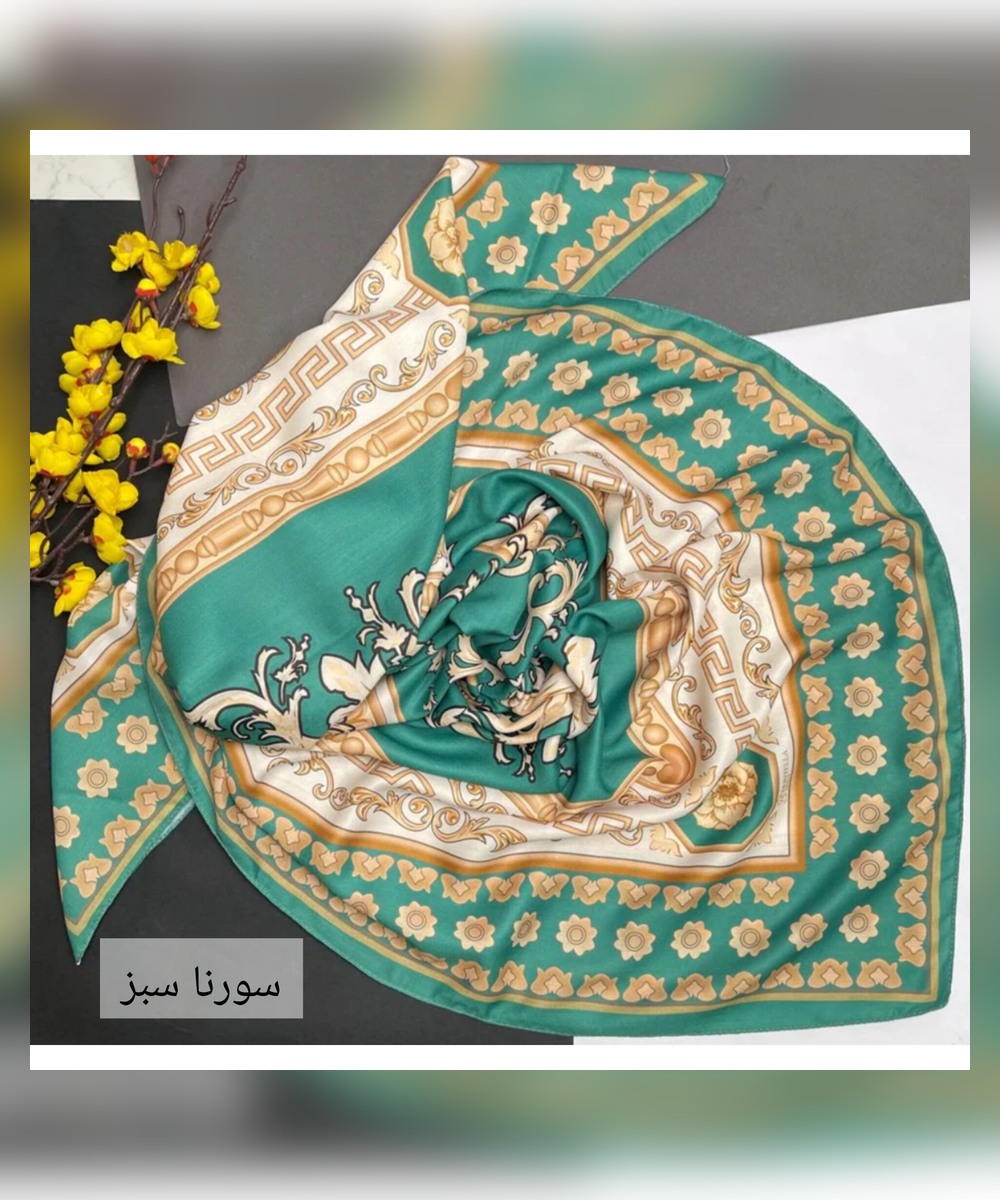 روسری نخ سیااسکارف طرح سورنا سبز قواره 130
