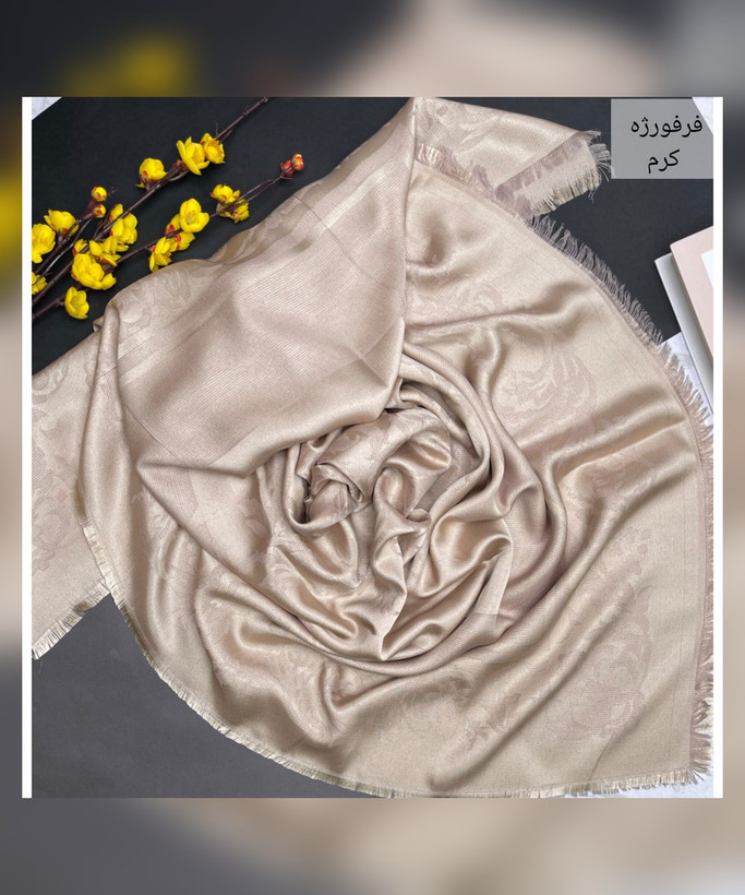 روسری نخ ابریشم ژاکارد لمه طرح فرفورژه قواره 140