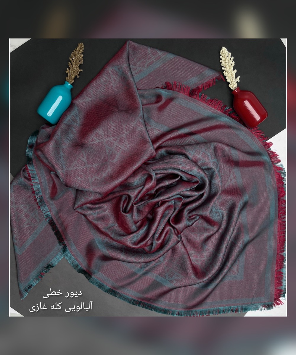 روسری نخ ابریشم ژاکارد طرح دیور خطی قواره 140