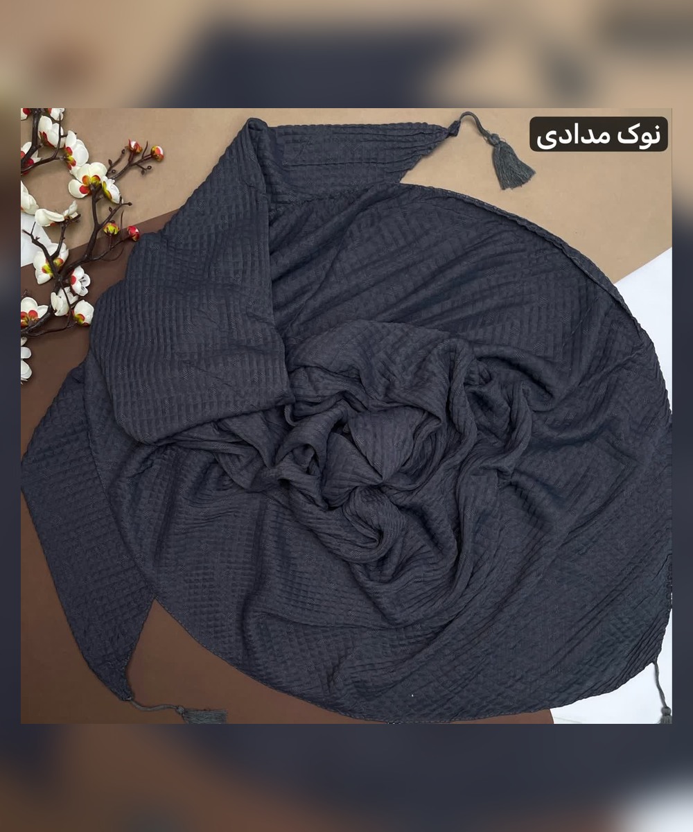 روسری پلیسه نخ طرح پارچه نگینی قواره 130