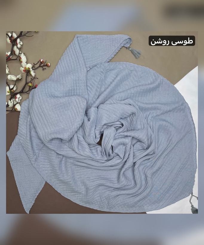 روسری پلیسه نخ طرح پارچه نگینی قواره 130