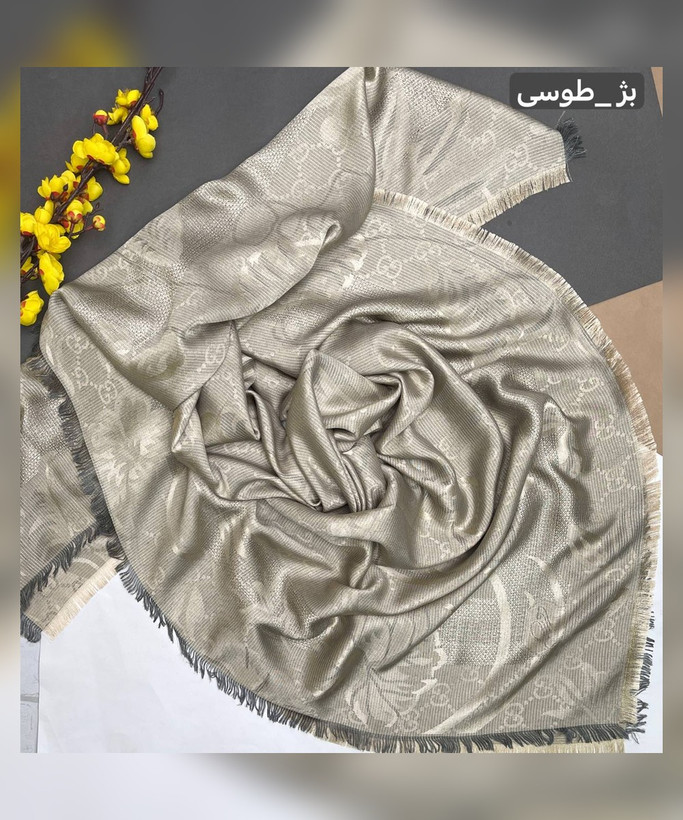 روسری نخ ابریشم ژاکارد گل گوچی قواره 140