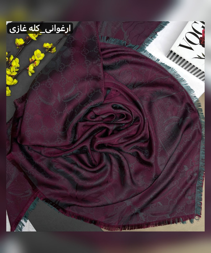 روسری نخ ابریشم ژاکارد گل گوچی قواره 140