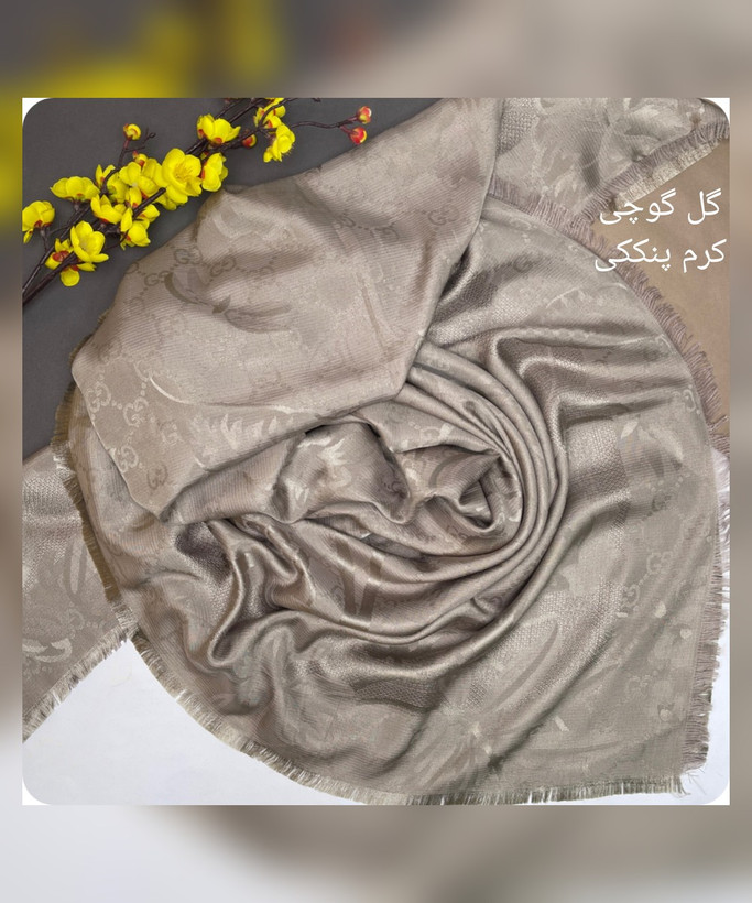 روسری نخ ابریشم ژاکارد گل گوچی قواره 140