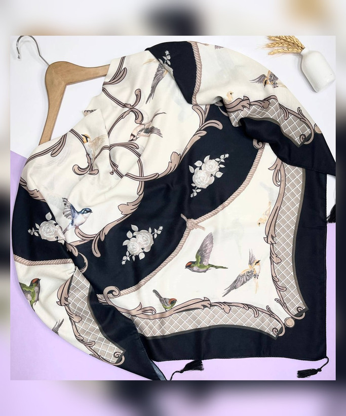 روسری نخ اسپان طرح پرستو قواره 130