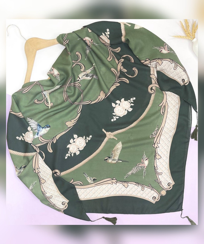 روسری نخ اسپان طرح پرستو قواره 130