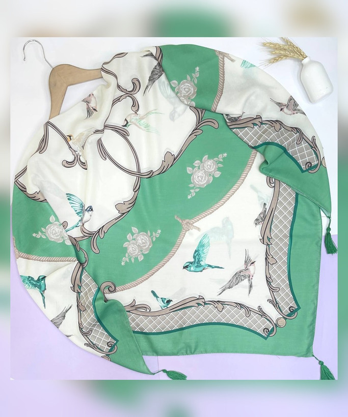 روسری نخ اسپان طرح پرستو قواره 130