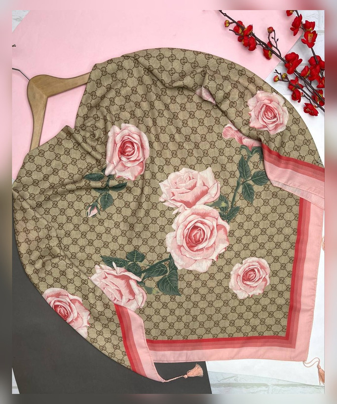 روسری نخ اسپان طرح گوچی گل قواره 130