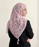 روسری سوپرنخ طرحدار قواره ۱۲۰ مدل 107930 رنگ طوسی 4