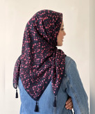 روسری سوپرنخ طرحدار قواره ۱۲۰ مدل 107945 رنگ طوسی