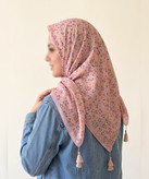 روسری سوپرنخ طرحدار قواره ۱۲۰ مدل 107945 رنگ چندرنگ