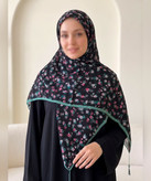روسری سوپرنخ طرحدار قواره ۱۲۰ مدل 107958 رنگ طوسی