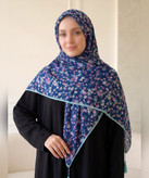 روسری سوپرنخ طرحدار قواره ۱۲۰ مدل 107958 رنگ طوسی 2