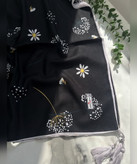 روسری سوپرنخ طرحدار قواره ۱۲۰ مدل 107969 رنگ طوسی 2