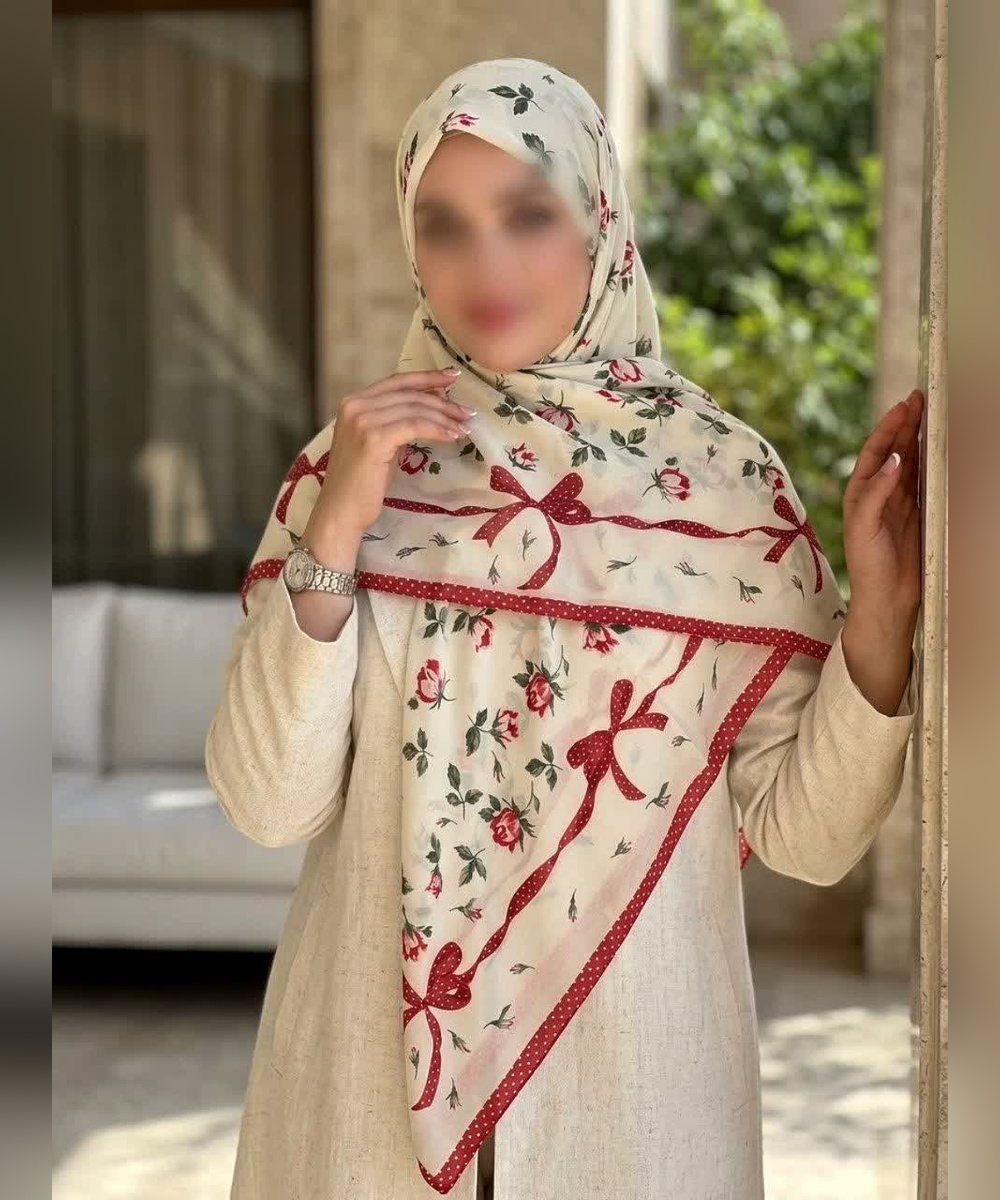 روسری کرپ‌نخ طرح‌دار قواره ۱۴۰ رنگ چند‌رنگ