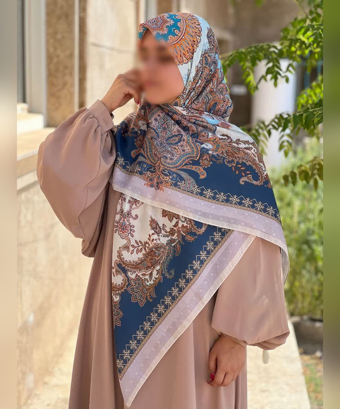 روسری سوپرنخ طرحدار قواره ۱۴۰ مدل اول رنگ چندرنگ