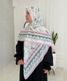 روسری سوپرنخ طرحدار قواره ۱۴۰ مدل دوم رنگ طوسی