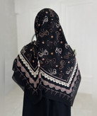 روسری سوپرنخ طرحدار قواره ۱۴۰ مدل دوم رنگ طوسی