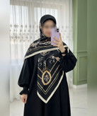 روسری سوپرنخ گلوبته قواره ۱۴۰ - رنگ مشکی و طوسی - تصویر 5