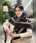 روسری سوپرنخ طرح هندسی قواره ۱۴۰ - رنگ قهوهای تیره و کرم - تصویر 10