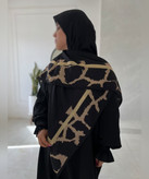 روسری نخی گلدار قواره ۱۴۰ - رنگ مشکی و گلبهی روشن - تصویر 2