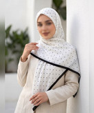 روسری نخی طرحدار دهرنگ قواره ۱۴۰ - رنگ طوسی روشن - تصویر 5