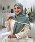 روسری نخی طرحدار دهرنگ قواره ۱۴۰ - رنگ سبز طوسی - تصویر 10