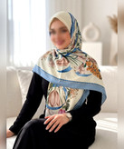 روسری ابریشم مجلسی طرح بتهجقه قواره ۱۳۵ - رنگ مشکی و کرم - تصویر 7