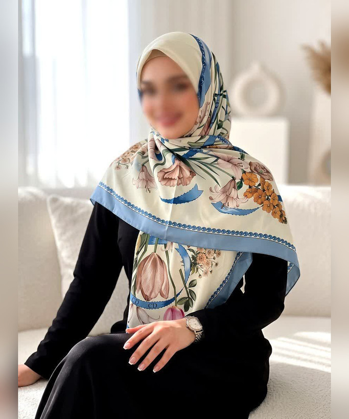 روسری ابریشم مجلسی طرح بتهجقه قواره ۱۳۵ - رنگ مشکی و کرم - تصویر 7