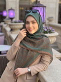 روسری نخی طرحدار قواره ۱۴۰ رنگ طوسی