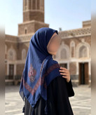 روسری نخی چفیه یمنی قواره ۱۴۰ - رنگ سرمهای - تصویر 1