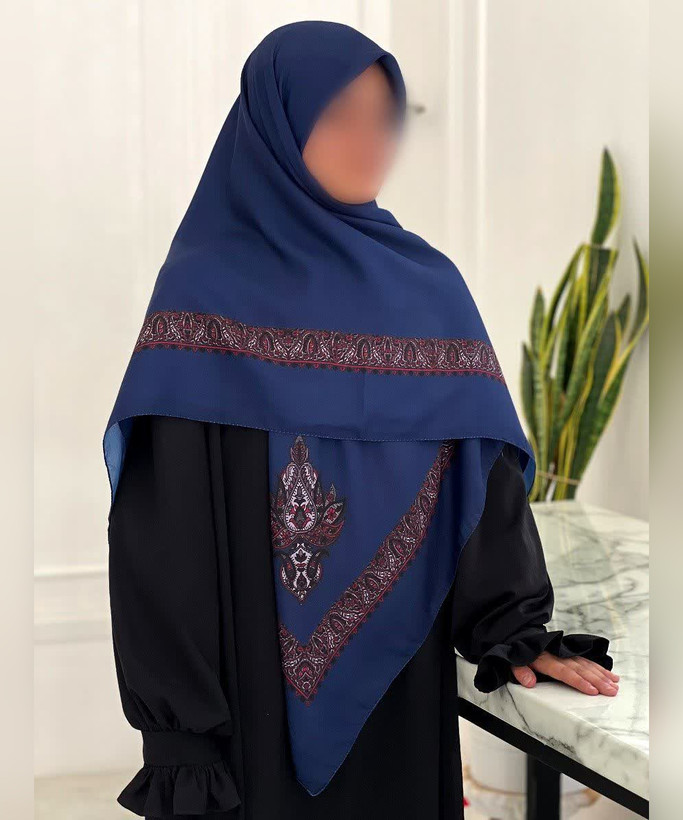 روسری نخی چفیه یمنی قواره ۱۴۰ - رنگ سرمهای - تصویر 2