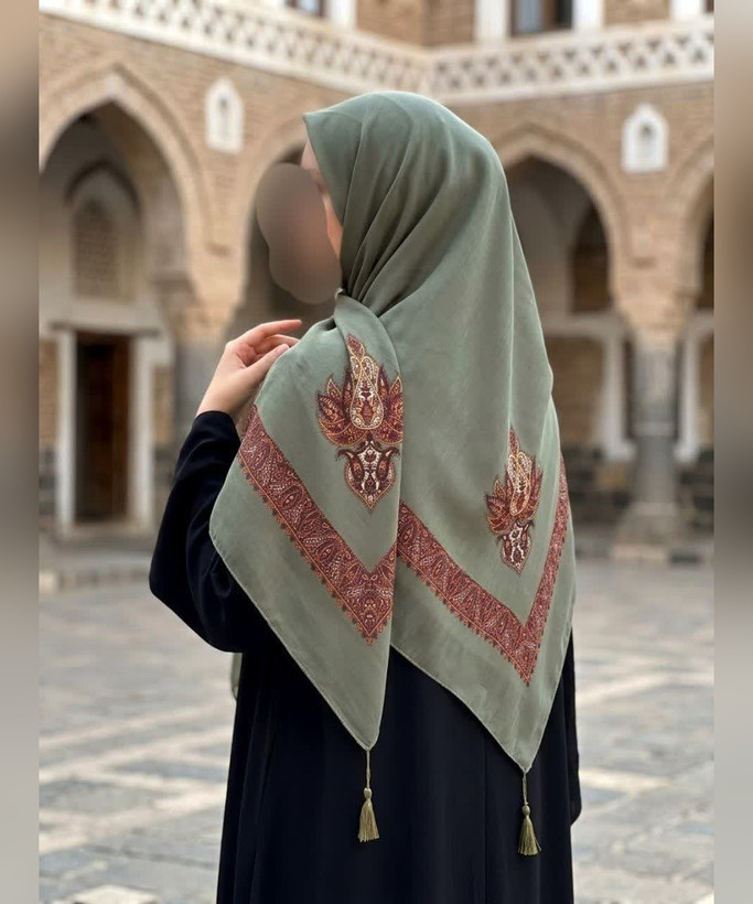 روسری نخی چفیه یمنی قواره ۱۴۰ - رنگ سبز - تصویر 1