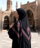 روسری نخی چفیه یمنی قواره ۱۴۰ - رنگ مشکی با حاشیه رنگی ۲ - تصویر 1