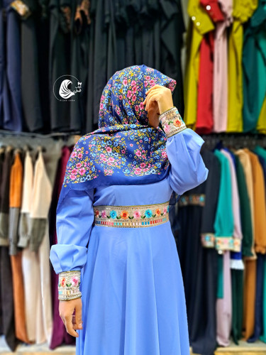 پیراهن مهنا جنس الیزه، رنگ آبی آسمانی