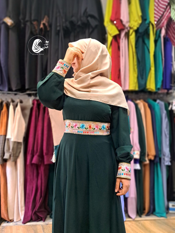 پیراهن مهنا جنس الیزه، رنگ سبز زمردی