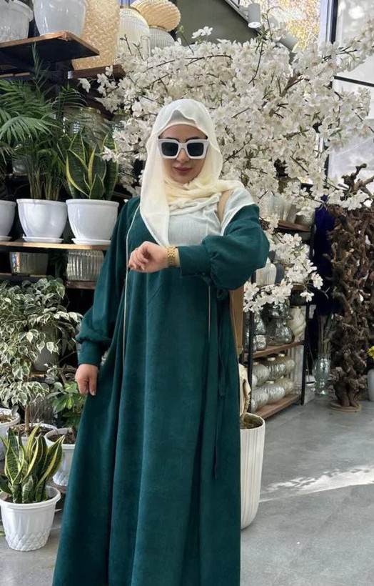 عبا رستا جنس مخمل کبریتی، رنگ سبز کله غازی