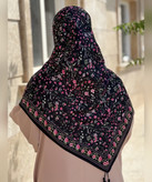 روسری کرپنخ طرح باغچه قواره ۱۴۰، نمای طرح و رنگبندی