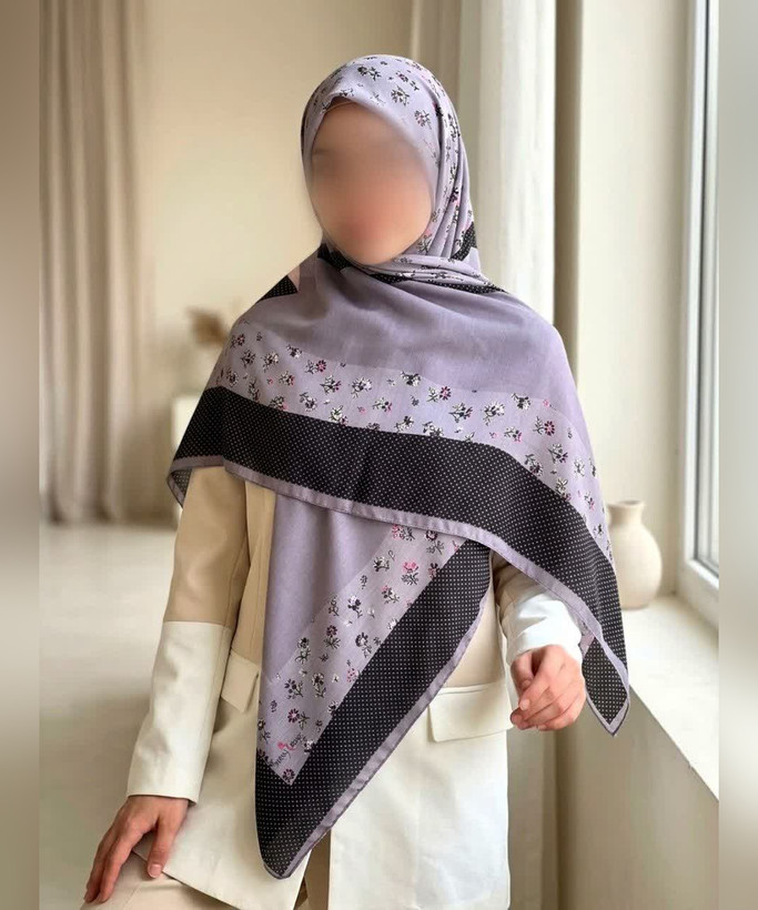 روسری سوپرکرپ طرح پاپیون گلریز قواره ۱۴۰، یاسی